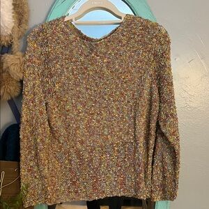 Vintage Crochet Multicolor Knit Women's Sweater